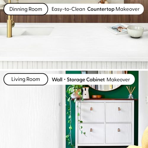White Wood Grain Contact Paper, 17.3" x 197" Peel and Stick Wallpaper, - Image 6