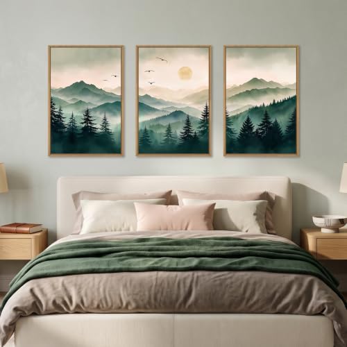 Large Boho Mountain Framed Canvas Wall Art Set 16"x24"x3 - Image 4