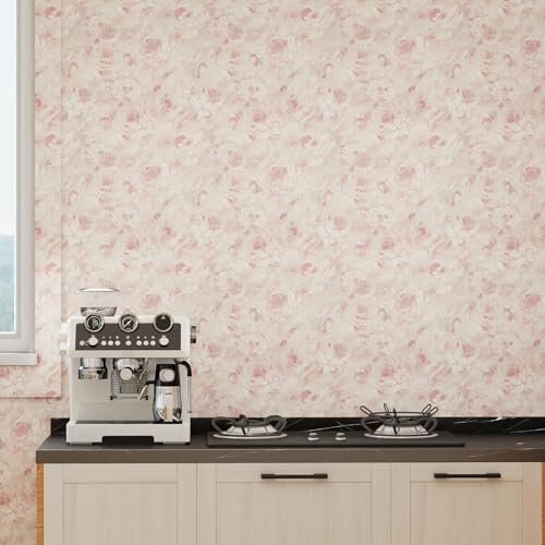 Hopepak Peel and Stick Wallpaper Floral Wallpaper Hand-Painted Pink Peony - Image 6