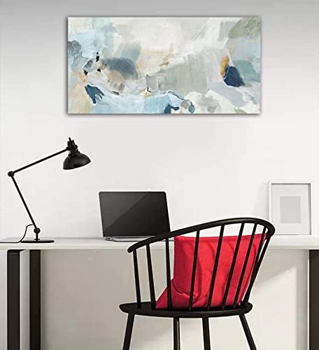 Abstract Canvas Wall Art Contemporary Teal Abstract Pictures Painting Modern - Image 5