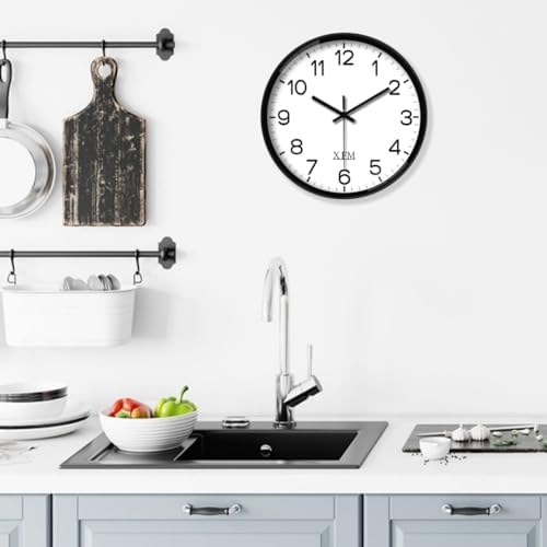 XFM Large Silent Wall Clocks Battery Operated 16 Inch Black Classic - Image 3
