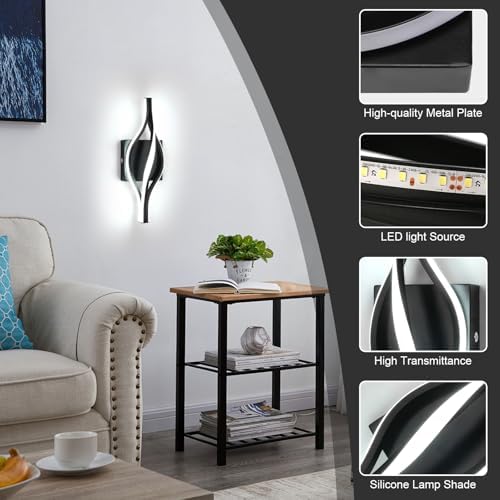 DELIPOP Modern Wall Sconces, Spiral LED Wall Sconce Lighting, 6500K Cool White - Image 3