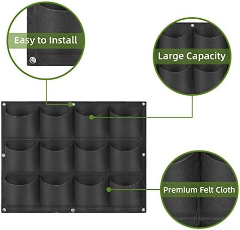 Hanging Planting Grow Bags, 12 Pockets Hanging Vertical Wall Planter Wall - Image 4