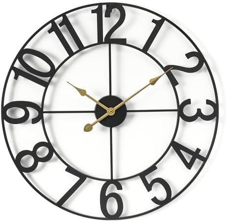 Sorbus Large Wall Clock, Metal Frame, Battery Powered by Sorbus