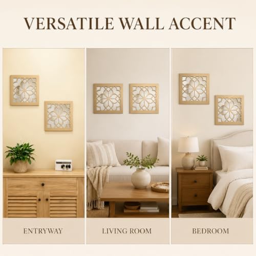 Set of 2 Boho Square Wall Mirrors - Image 5
