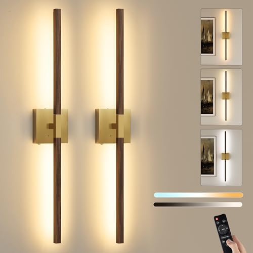 Rayogale Gold & Walnut Wireless Wall Sconce by Rayogale