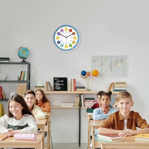 XFM Large Kids Wall Clock 16 Inch Blue Silent - Image 4