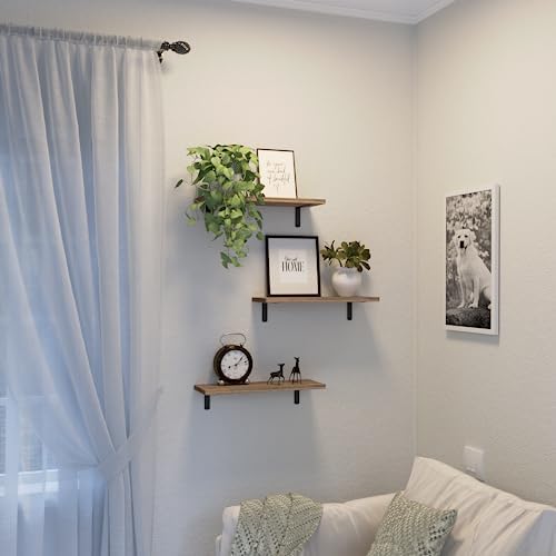 DOLLFIO Floating Wall Shelves, Decor & Storage, Rustic Brown - Image 6