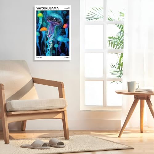 Unframed Colorful Jellyfish Tokyo 1984 Canvas Wall Art 16x20in - Image 7