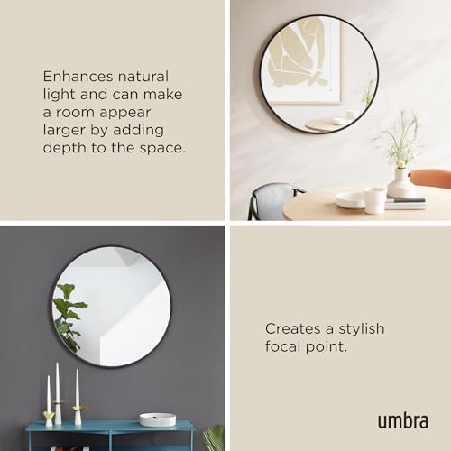 Umbra Hub Round Wall Mirror, Rubber Frame Bathroom Mirror - Image 6