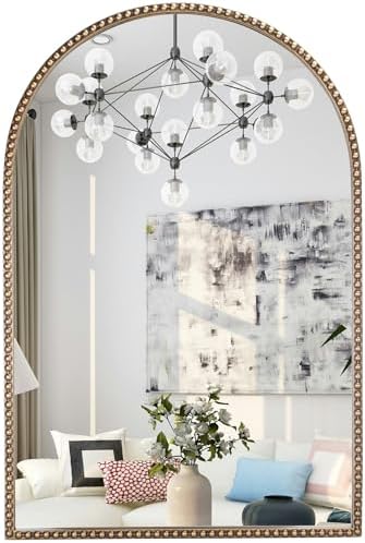 Antique Gold Arched Wall Mirror 20"x30" by Wemily