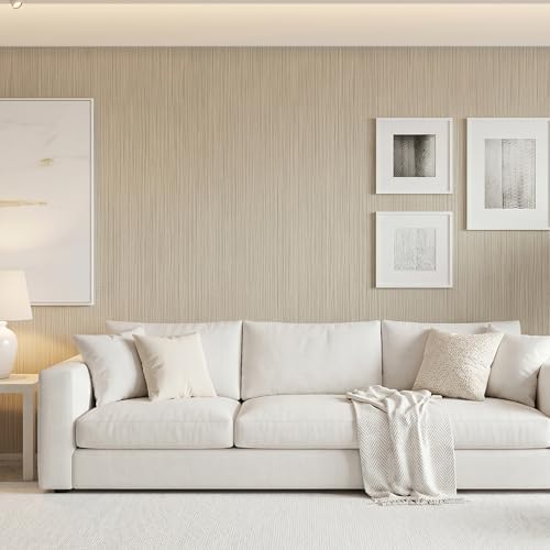 Yellowish Brown Faux Grasscloth Self-Adhesive Wallpaper 15.7"x393" - Image 6
