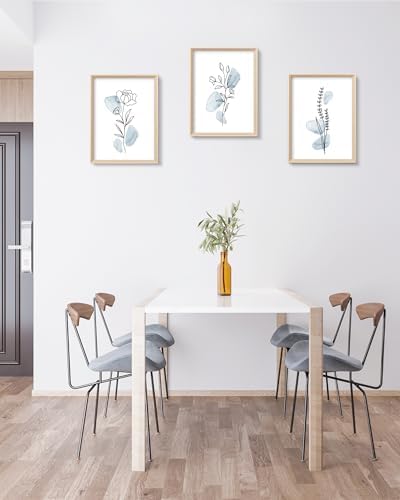 HesenDot Blue Floral Framed Wall Art, Minimalist Botanical Canvas Prints - Image 6