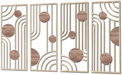 COLOR VALLEYART Set of 3 Modern Wood Wall Art Panels, Boho Geometric Design by COLORVALLEYART