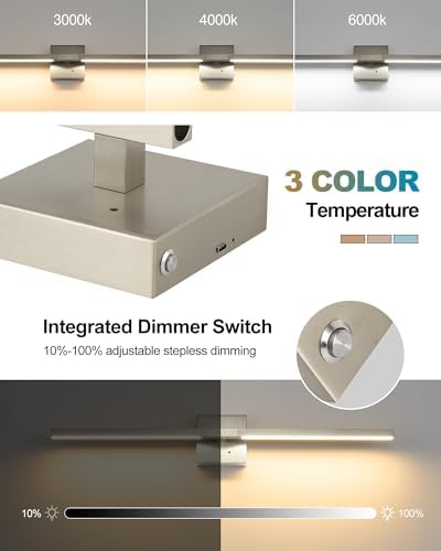 Rayogale Nickel Battery Operated Wall Sconces Set of 2, 24 Inch - Image 3