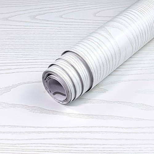 Yun-aeon White and Silver Wood Contact Paper 17.3"x120" Rustic Wooden Peel and by YUN-aeonPeelandStickWall