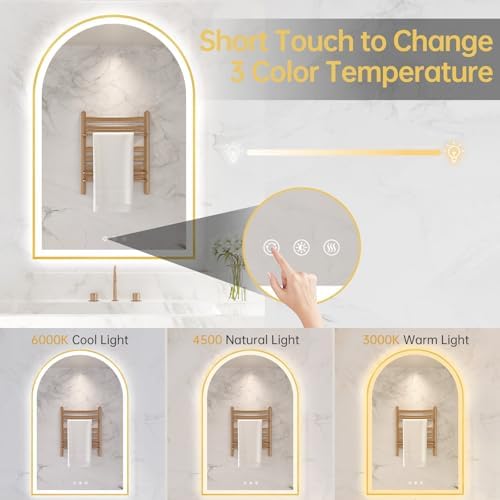 24"x36" Arched LED Lighted Bathroom Mirror - Image 3
