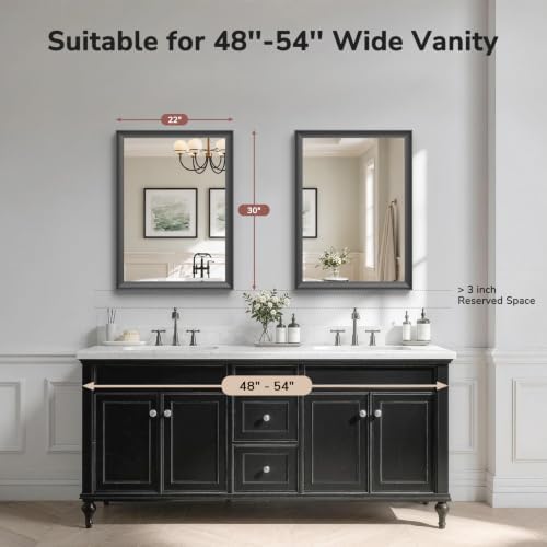 USHOWER 2 Pack 22x30 Inch Black Bathroom Mirrors - Image 2