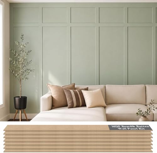 Nuanchu 150 x 100 Inches MDF Board and Batten Wall Panel Kit Premade by Nuanchu