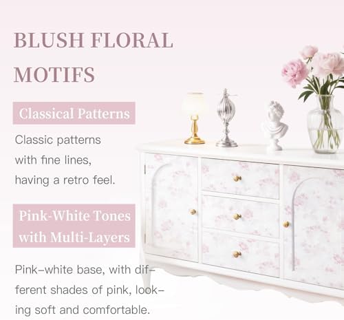 Dimoon 197"x17.3" Pink Wallpaper Floral Contact Paper Peel and Stick Wallpaper - Image 4