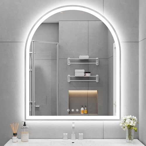 30"x36" Arched LED Lighted Bathroom Mirror by OUMUSUMIRROR