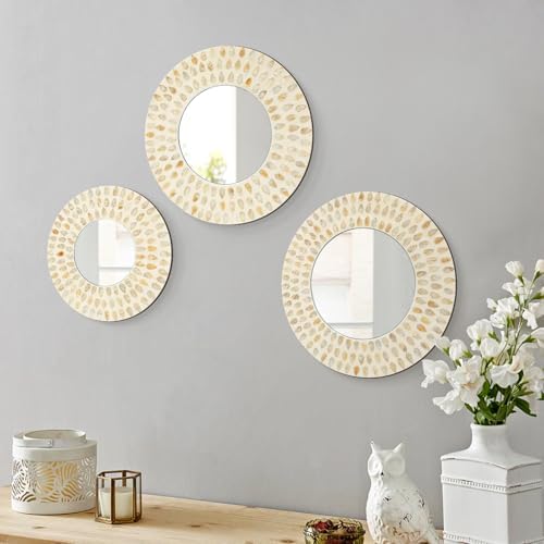 Boho Mirror Wall Decor for Living Room, Natural Mother of Pearl Art - Image 4