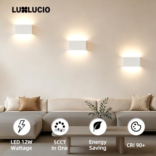 10" White Rectangular Indoor Up Down LED Wall Sconce, 2 Pack - Image 2