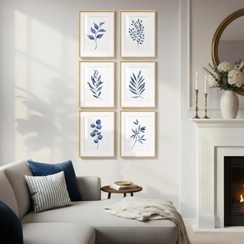 Framed Minimalist Blue Botanical Wall Art - Image 4
