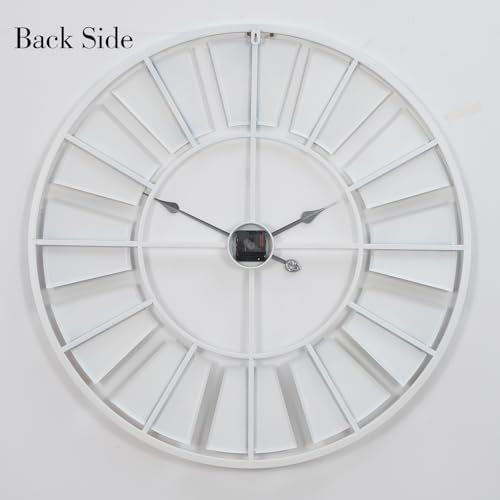 16" Distressed Metal Wall Clock, Roman Numeral Farmhouse Decor - Image 5