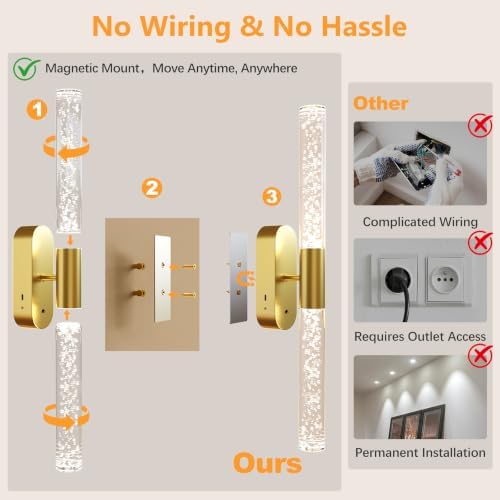 Crystal Battery Operated Wall Sconces Set of 2 - Image 4