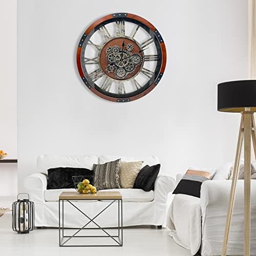 24" Original Moving Gears Wall Clock, Large Industrial Wall Clock - Image 5