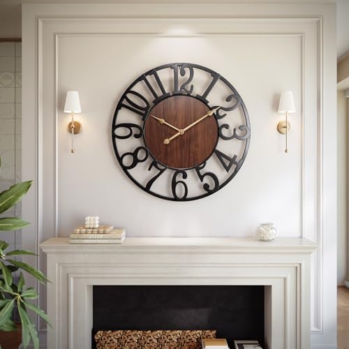 Vantic 32 Inch Large Wall Clock, Arabic Numeral Wood Oversized Wall Clock by Vantic