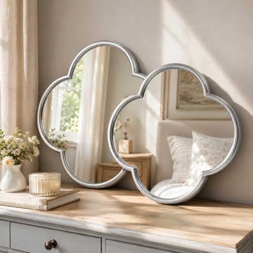 Glass Clover Mirror Set of 2, Non-Distortion Wall Decor Mirrors - Image 5