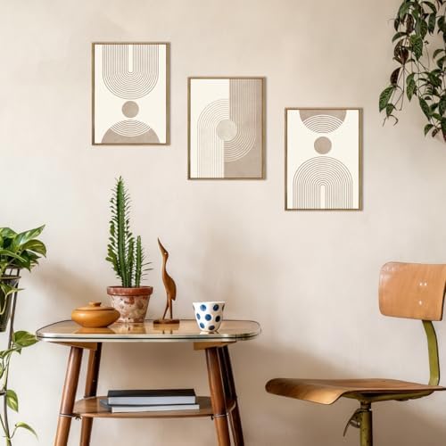 BINCUE Neutral Abstract Wall Art Boho Geometric Wall Decor Mid Century Modern - Image 5