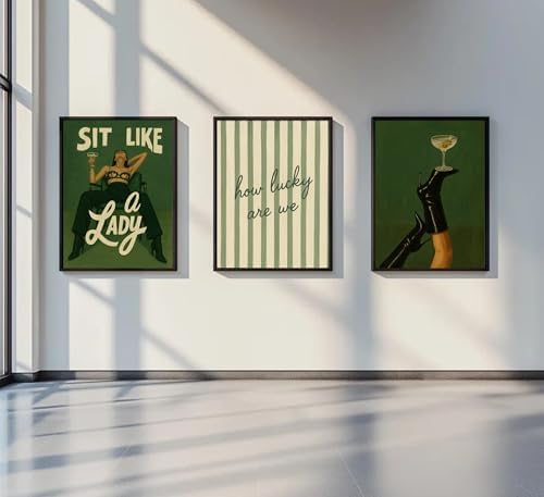 QLDENIX 3Pcs Trendy Bold Feminist Wall Art Green Vintage Funky Girl Power - Image 3