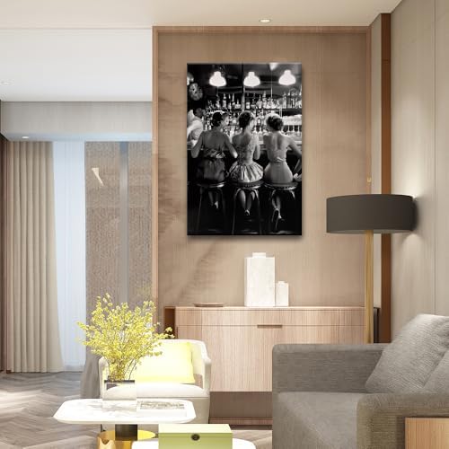 Vintage Black and White Posters Trendy Women Drink Cocktail Wall Art Funky - Image 4