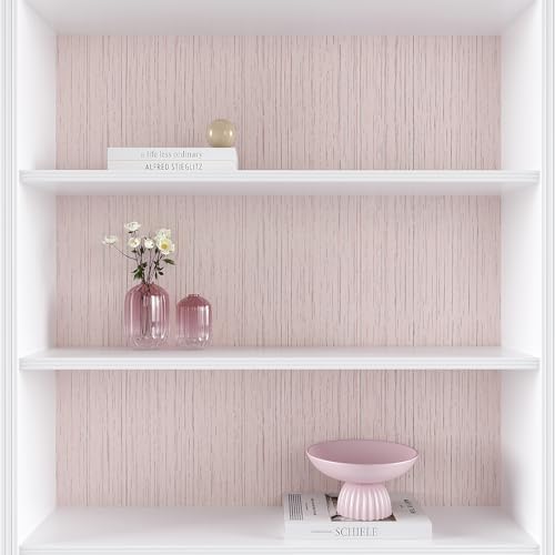 VEELIKE Blush Pink Grasscloth Wallpaper Textured Peel and Stick Pink Linen - Image 7
