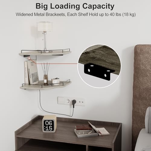 JJL Corner Shelf Wall Mounted, 12 Inches 2-Tier Floating Corner Shelf, Hexagon - Image 4