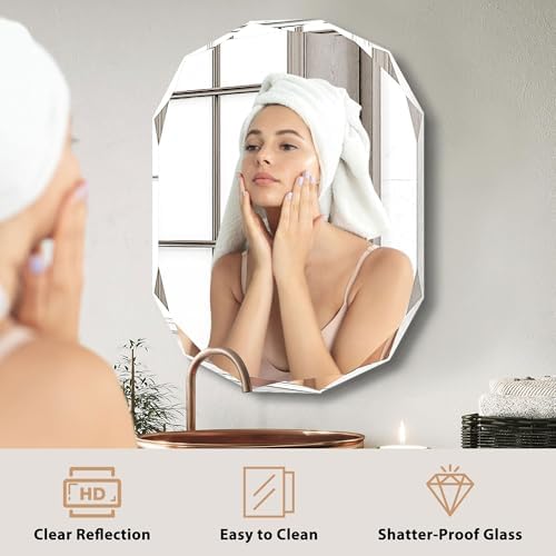 24x36 Inch Bathroom Mirrors for Over Sink, Round Frameless Mirrors for Wall - Image 4