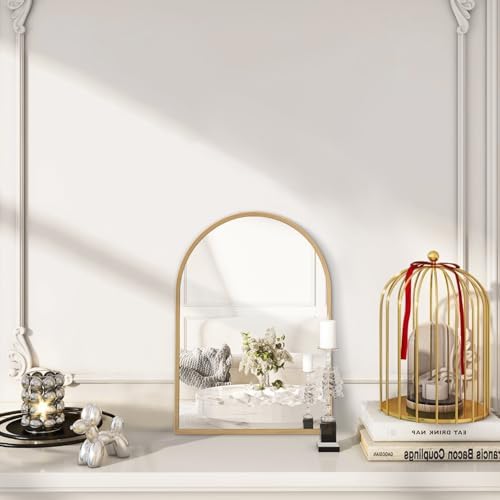 Arched Mirror Bathroom Wall Mirror 16"x12" Brushed Metal Vanity Wall Mounted - Image 5