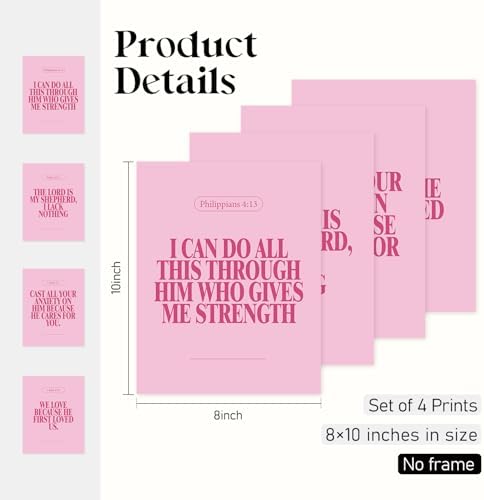 Locomiss Pink Christian Modern Bible Jesus Scripture Wall Art Decor Posters - Image 2