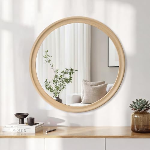 Round Wall Mirrors 24 Inch, Natural Bathroom Mirror - Image 4