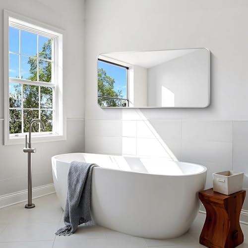 BONEWEI Silver Bathroom Mirror, 24x48 inch Wall Mirror - Image 4