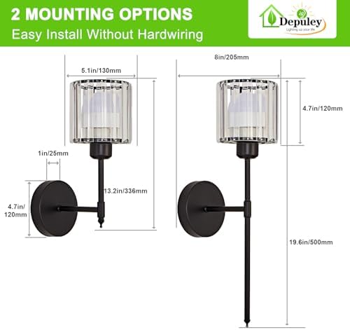 Depuley Wall Sconces Battery Operated: Set of 2 Wireless Crystal Wall Lights - Image 7