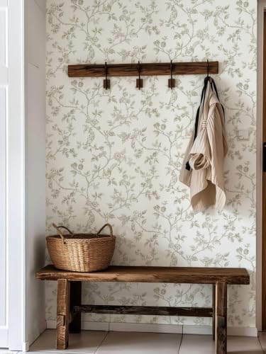 Orainege Beige and White Wallpaper Vintage Floral Peel and Stick Wallpaper - Image 5