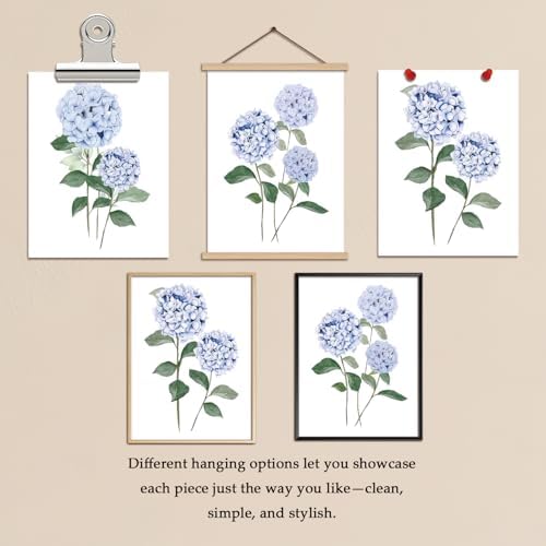 Hydrangea Wall Art Set of 3, Modern Minimalist Botanical Room Decor, - Image 4