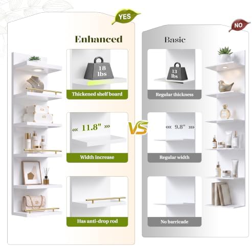 REIBII 6 Tier Wall Shelf Unit, LED Light - Image 4
