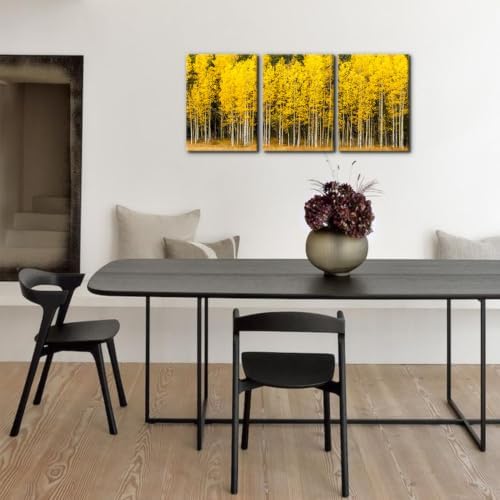 Pacimo Fall Landscape Canvas Wall Art Yellow Aspen Trees and Green Pine Trees - Image 4