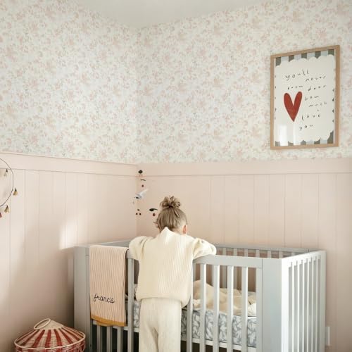 Ismoon Peel and Stick Wallpaper Pink Floral Contact Paper 17.3 x 385in - Image 3