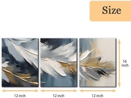 Pacimo Abstract Canvas Wall Art, Feather Pictures Modern Wall Decor - Image 4